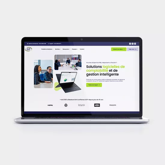 Ordinateur portable affichant site logiciel comptabilité
